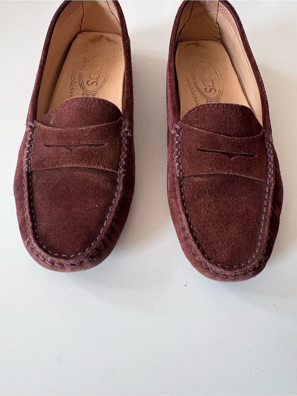 Tod's || Gommino Suede Driving Shoes Loafers Flats Brown Burgundy 36.5 - Picture 3 of 10